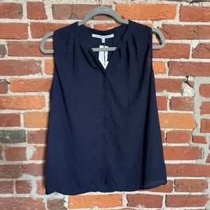 Navy blue sleeveless blouse